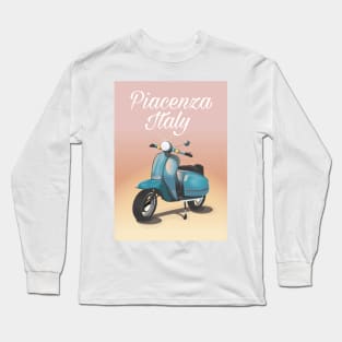 Piacenza italy scooter travel poster. Long Sleeve T-Shirt